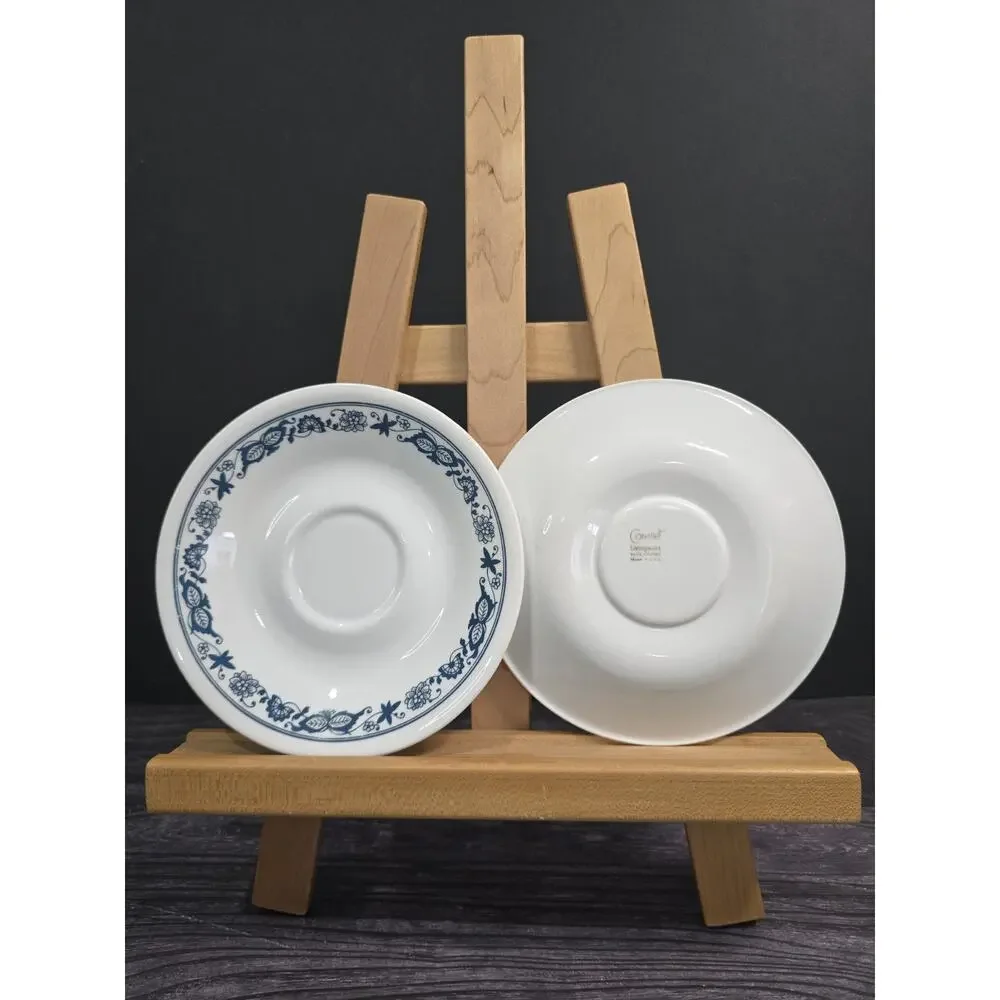 Vintage Corelle Old Town Blue Onion Saucers 6.25” Set of 7 Plates EUC Corning